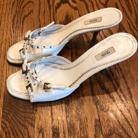 Prada leather studded kitten heel sandal size 39 - Picture 4 of 4
